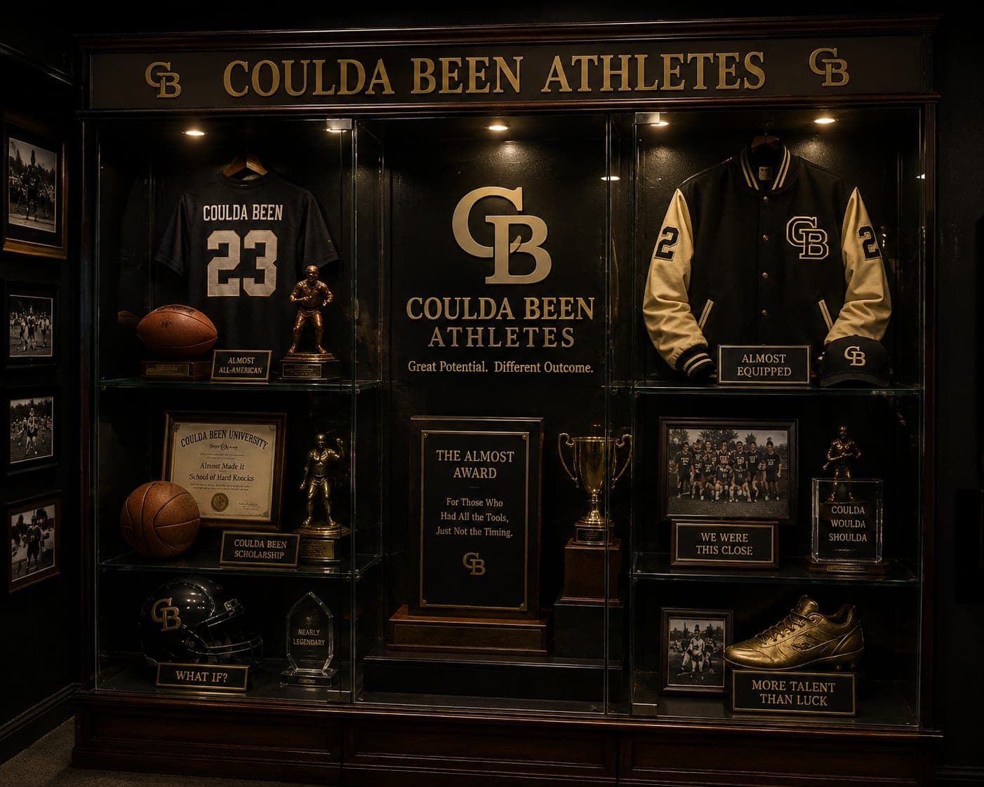 Coulda Been Athletes trophy case